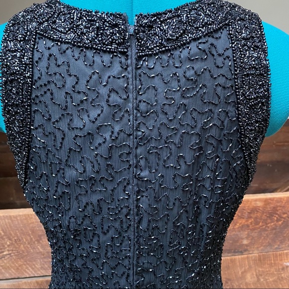 ✨HP✨ Vintage Laurence Kazar Beaded Silk Cocktail Dress - Picture 9 of 14